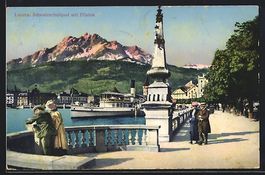 AK Luzern, Schweizerhofquai mit Pilatus