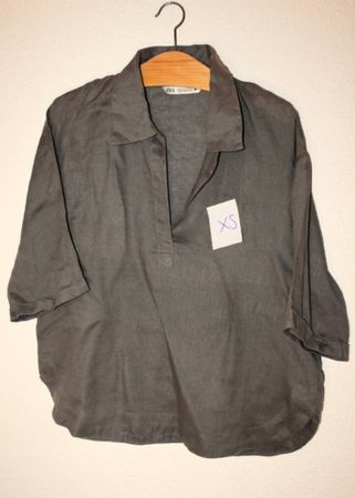 Zara Leinenbluse grau-oliv Grösse XS