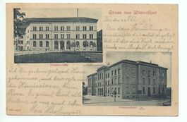 2-Bild-AK WINTERTHUR 1900 Töchterschule und Primatschule