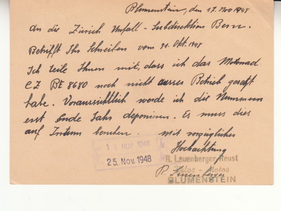Alle Briefmarken: SGK PK 166.320 (Sta Maria) mit ST Blumenstein – Gebraucht aus Bürglen TG von StampGraf 1