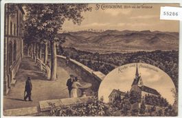 St. Chrischona - Blick von der Terrasse - Kirche u. Anstalts