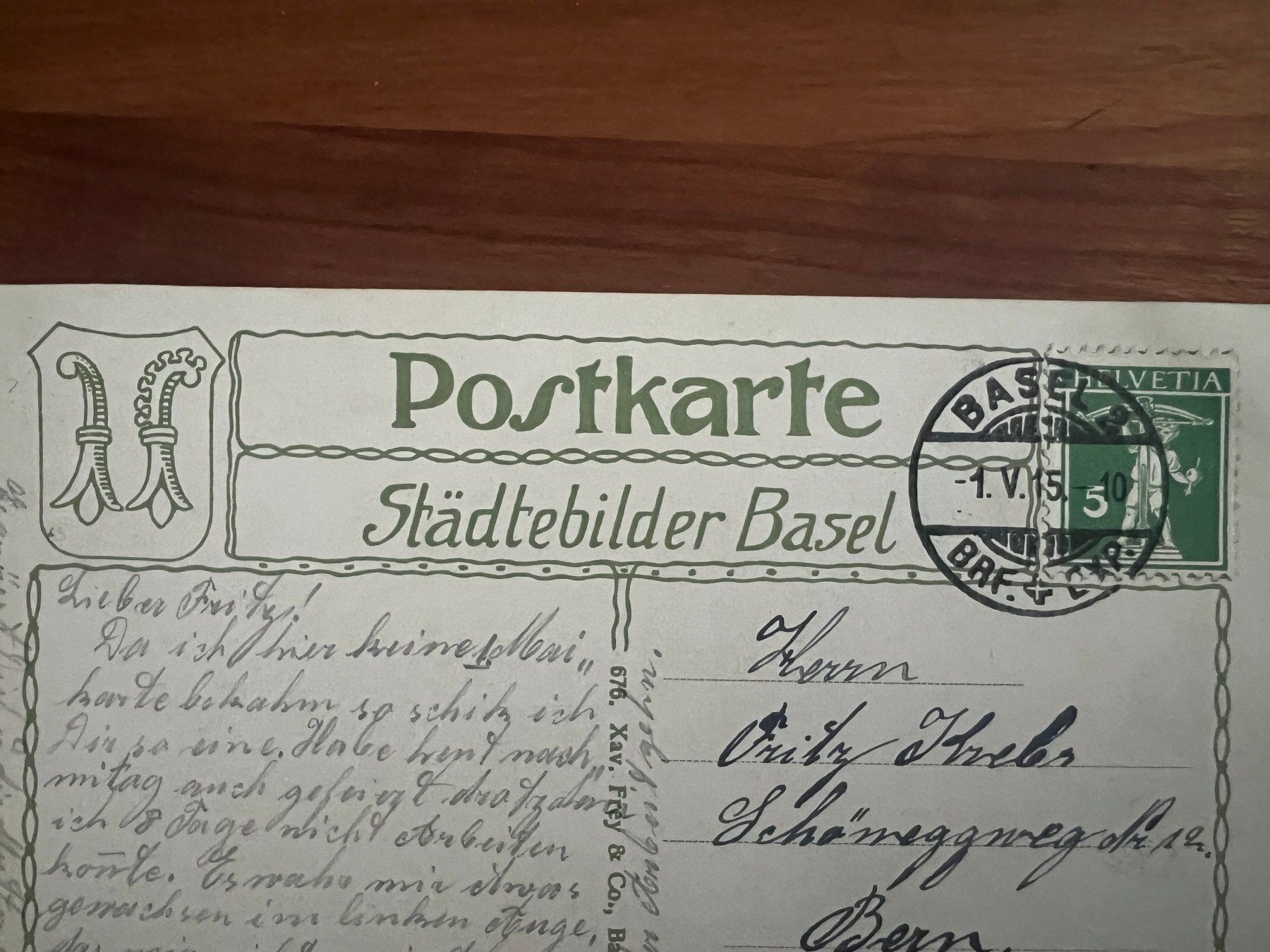 Ansichtskarten: AK   1915  Basel   (G3119) – Gebraucht aus Hinwil von Sidi4 1