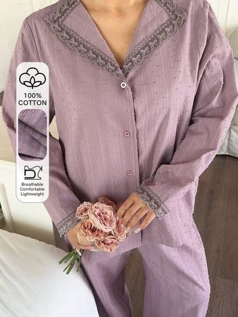 Joli Set 2 Pieces en Cotton: chemise et pantalons