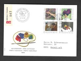 FDC Einschreiben Pro Patria Viererblock 1986
