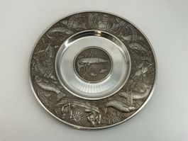 Hiltbrunner Zinn-Teller mit Fischmotiven Petri-Heil