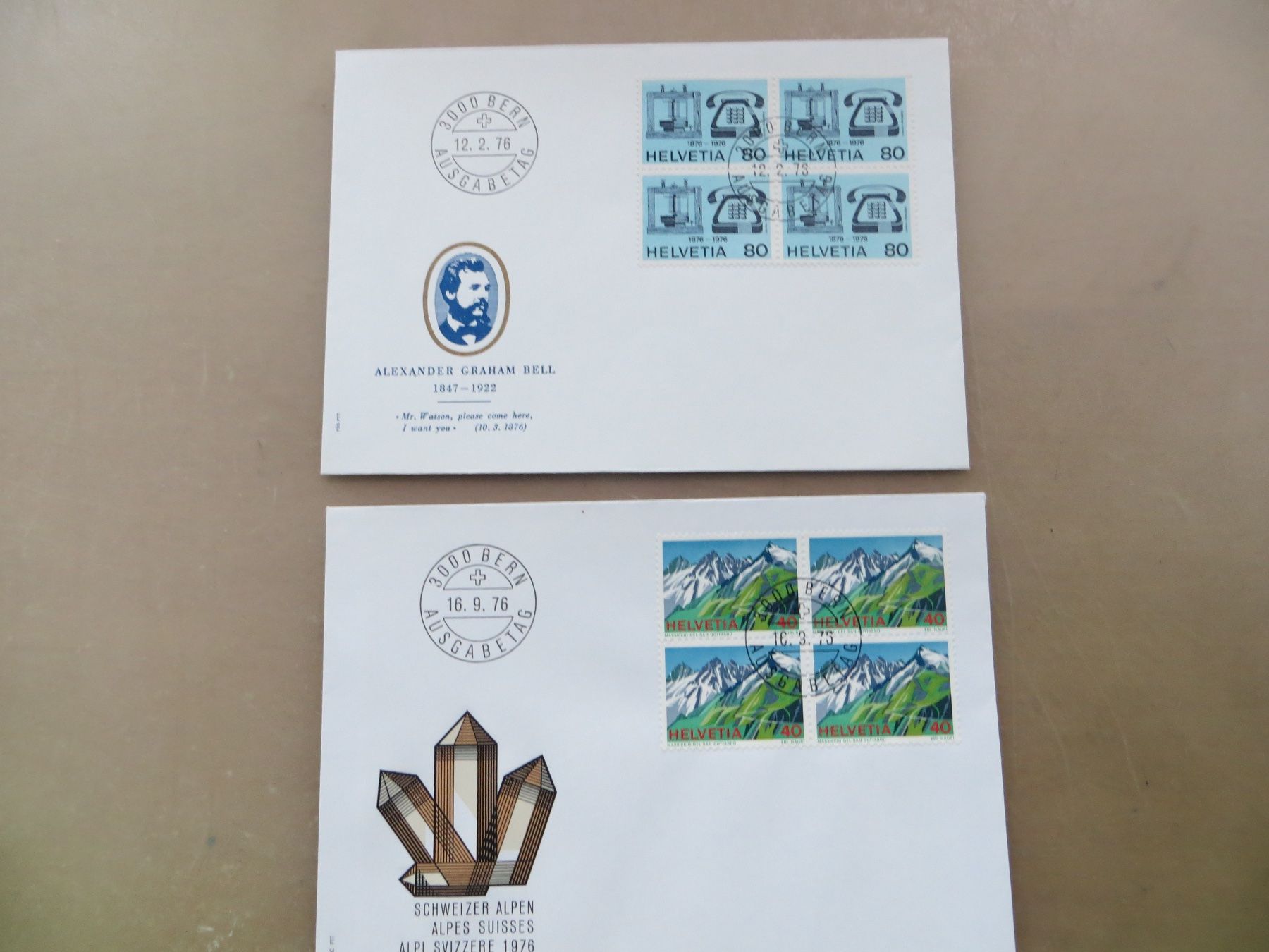 Tutti i francobolli: 2 Briefe FDC Sondermarken 4erBlocks 1976 – Nuovo (secondo la descrizione) da Basel venduto da 8013