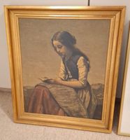Bild von Camille Corot "lesendes Mädchen" mit Goldrahmen