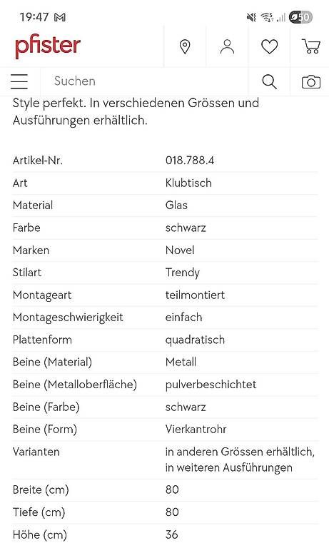 Pfister Tische: Salontisch "Villach" Möbel Pfister – Gebraucht aus Obernau von Scherwin.amini 4