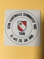 Bierdeckel Schwingen Thun 1986 Wappen Gueten Bier Peterinsel