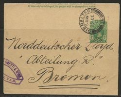 1912  1/2 Ganzsachenbrief von Gibraltar nach Bremen