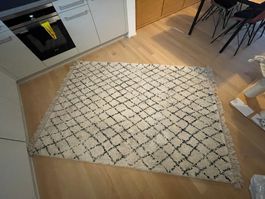 Teppich 160 cm x 240 cm weiss-schwarz