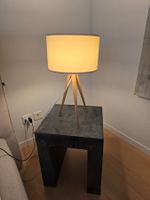 Lampe Holzgestell Lampenschirm Stoff gut erhalten