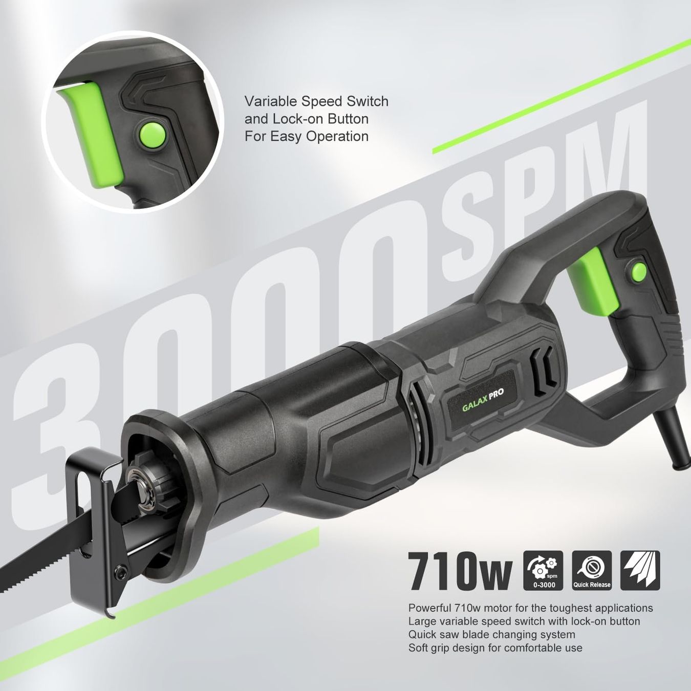 Seghe: Säbelsäge 710W elektrische Handsäge mit 3000 SPM – Nuovo e nell'imballaggio originale da Hundwil venduto da Equiply 3