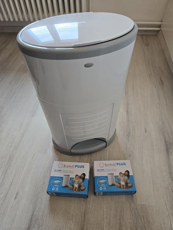 Korbell Windelbehälter 26L - Geruchsneutraler Windeleimer Mit Fußpedal & Nachfüllpackung