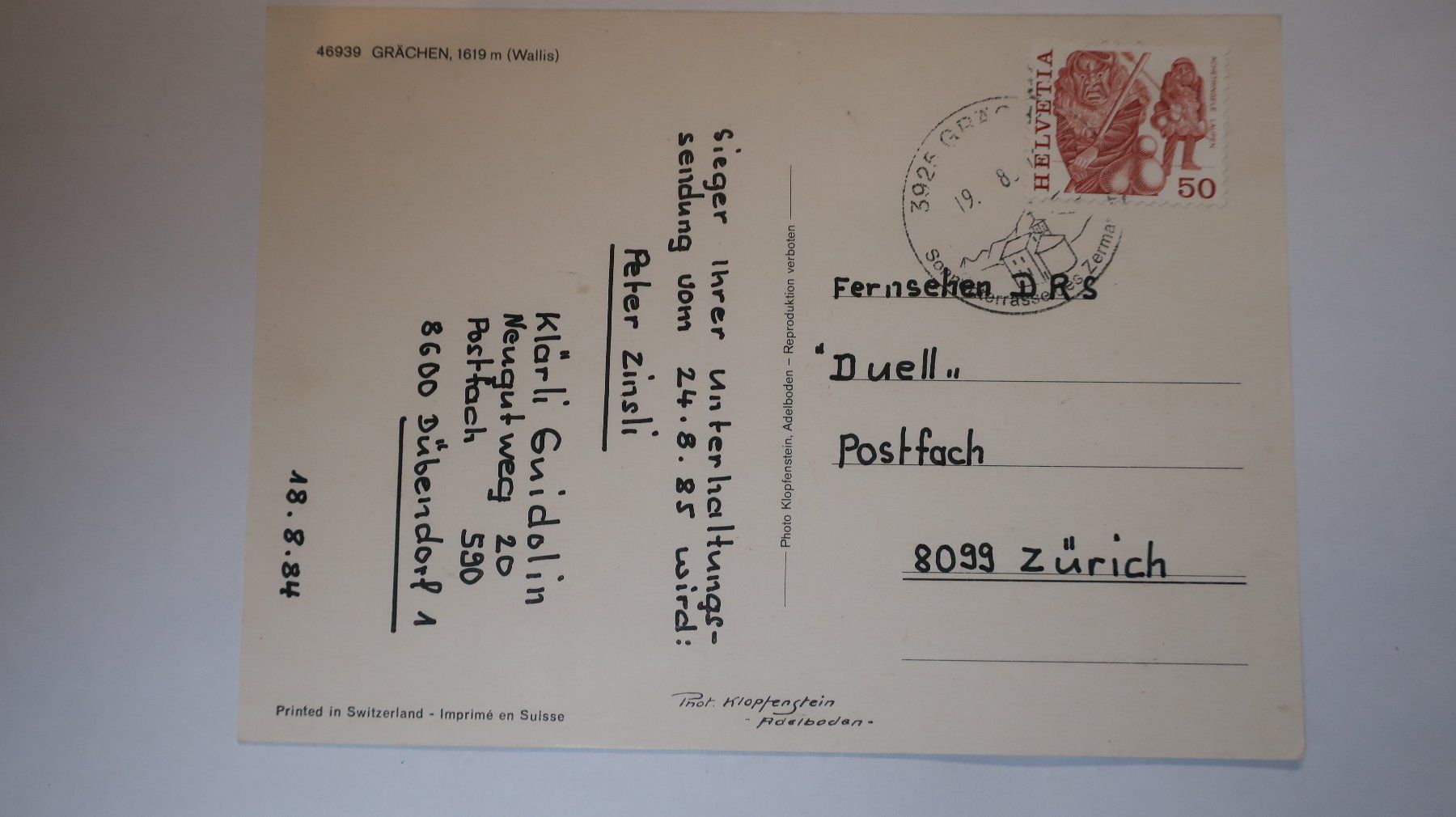 Ansichtskarten: Grächen Multivues 1984 – Gebraucht aus Cormoret von Pascalll2001 3
