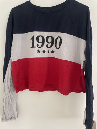 H&M Divided Damen Longsleeve Shirt Gr. M, Rot/Blau/Weiss
