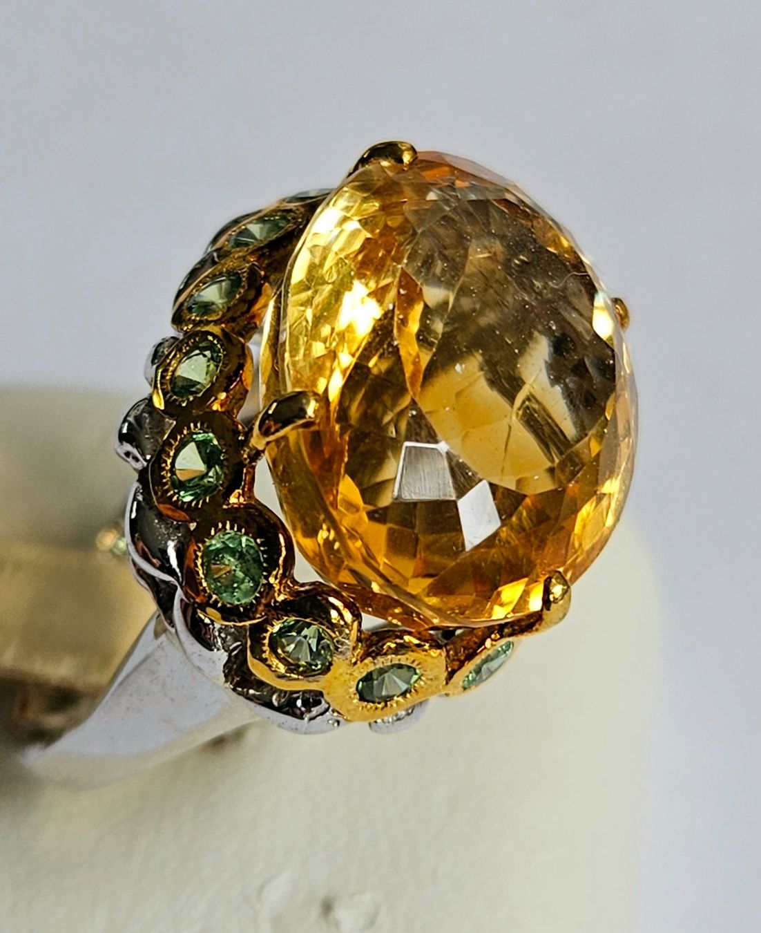 Anelli: Ring mit grossem Citrin und Peridots Grösse 58 – Nuovo (secondo la descrizione) da Zürich venduto da benedikt12 7