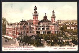 Zürich, Blick auf die Tonhalle, Werbezu