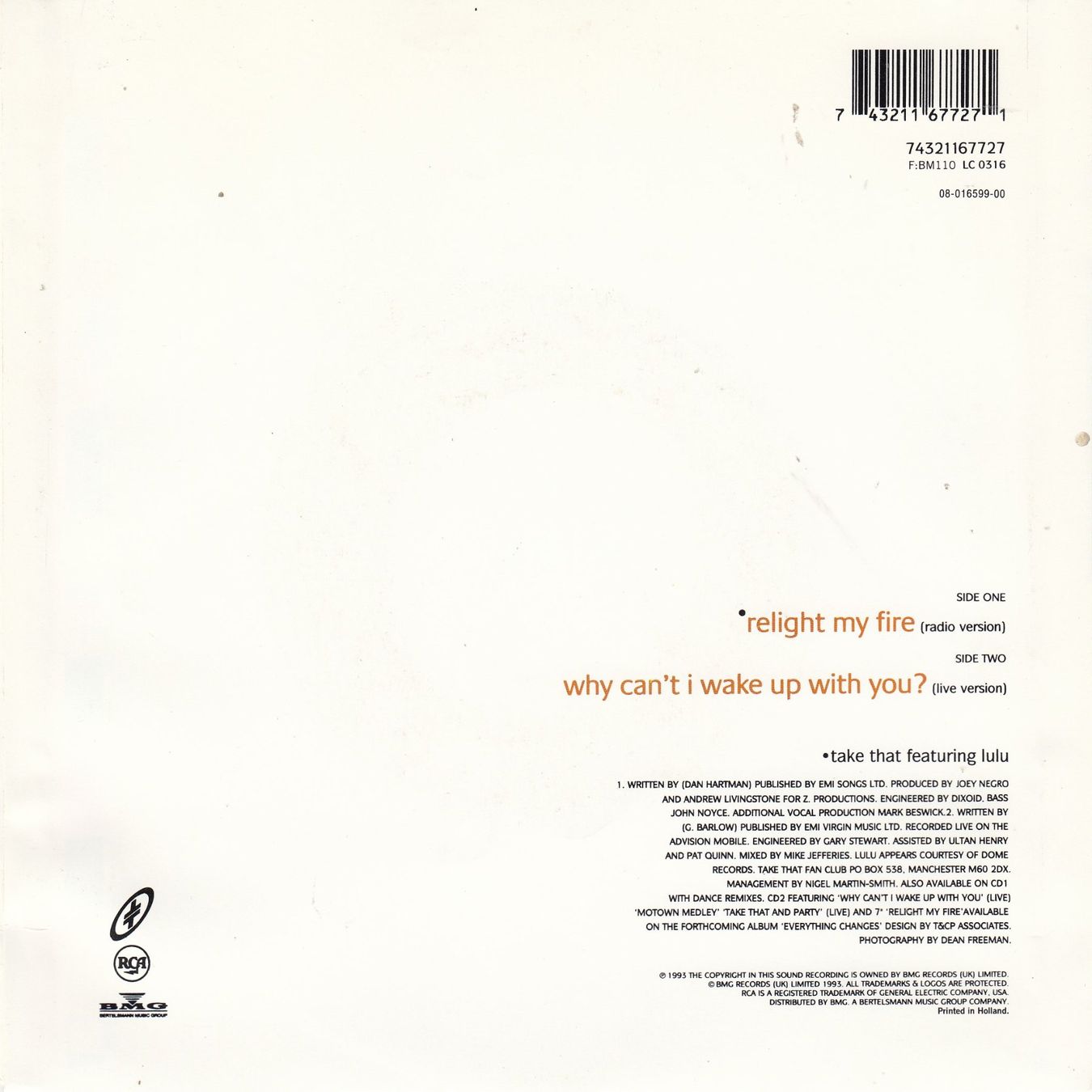 Dischi in vinile: Take That Vinyl Single von 1993 – Usato da Volketswil venduto da Abcrecords 1