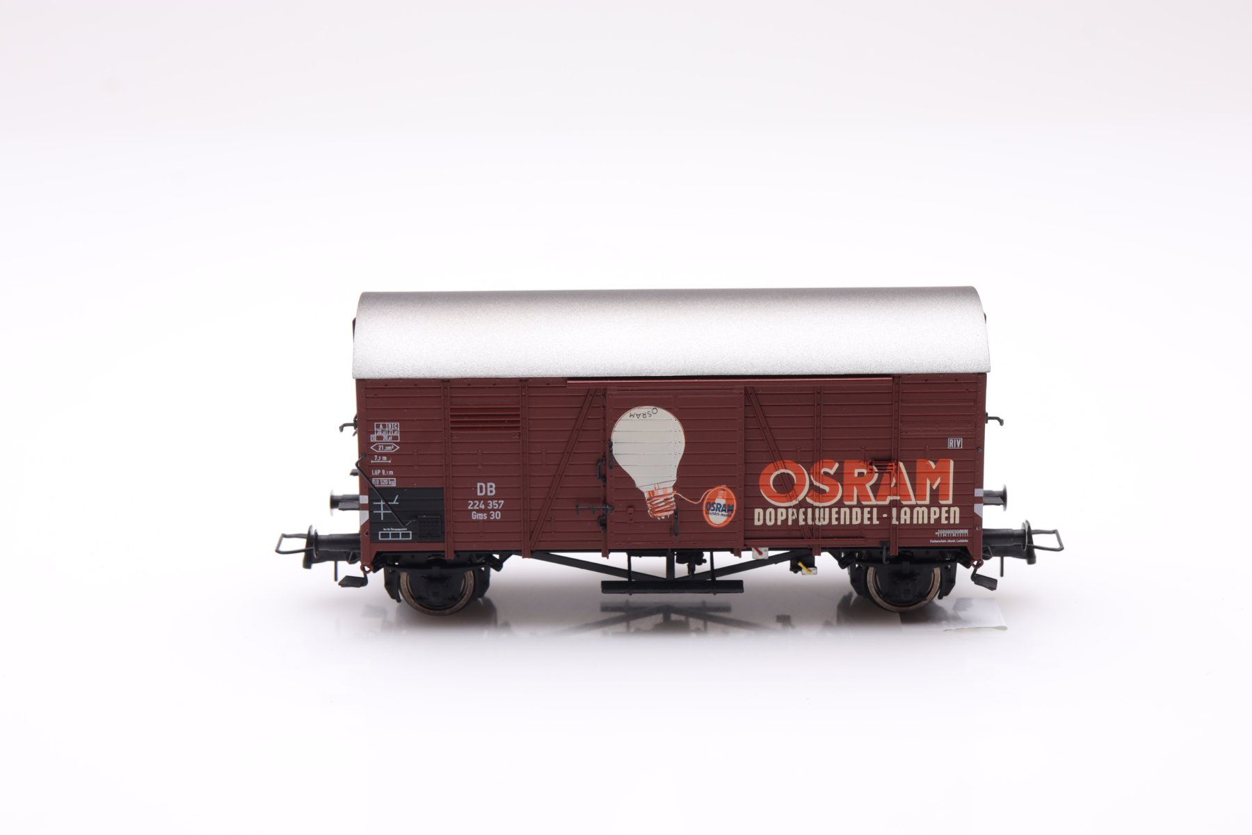 Brawa Modellini di ferrovie: Brawa 47963 DB Gms 30 "Osram" Güterwagen, H0 – Usato da Ried (Muotathal) venduto da Modellbahn.swiss 1