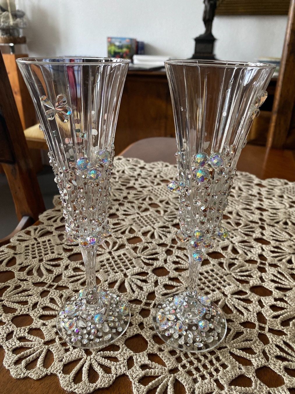 Bicchieri: 2/ Hochzeit glasses mit Swarovski – Usato da Mehlsecken venduto da Reymau