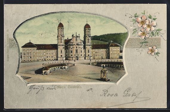 Cartoline postali: AK Maria Einsiedeln, Blick zum Kloster – Usato da Berlin venduto da bartko-reher