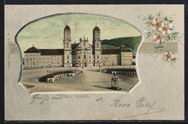 AK Maria Einsiedeln, Blick zum Kloster