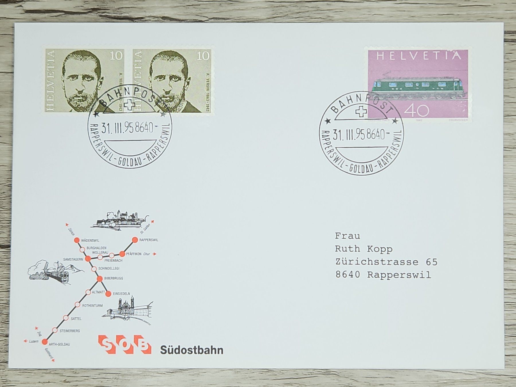 Tutti i francobolli: CL02 Enveloppe + Timbre Suisse 1995 – Usato da Cousset venduto da Patrick_Collections