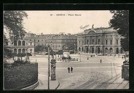 AK Genève, Place Neuve, 1913
