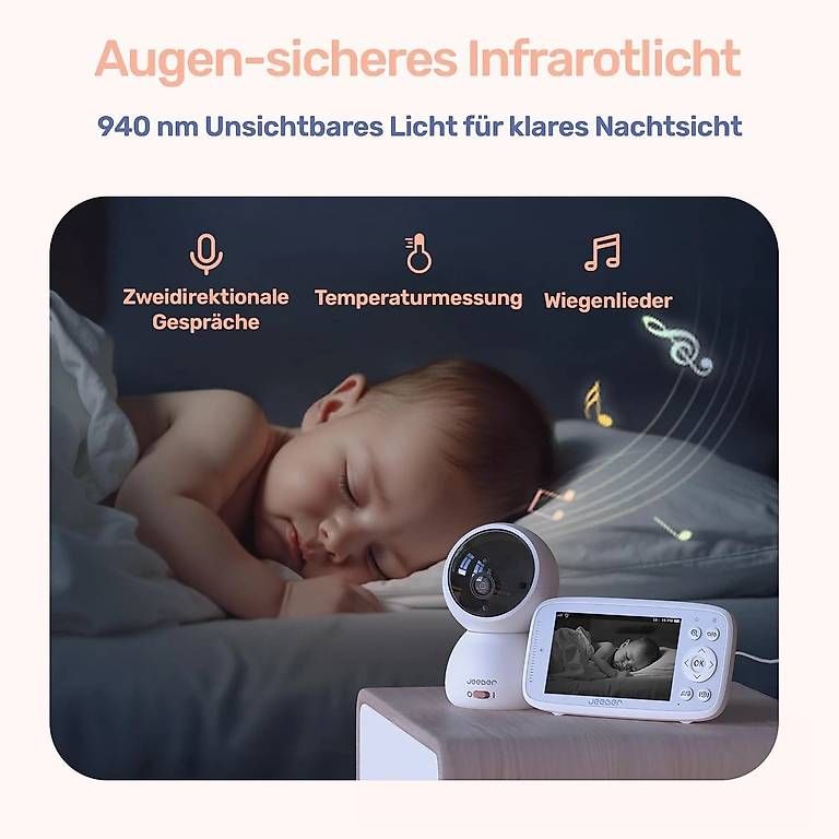 Babyphone: jeeber Babyphone mit 2 Kamera 2K mit 4" Farbdisplay 500m – Nuovo (secondo la descrizione) da Kreuzlingen venduto da Best-Deal-Oase 3