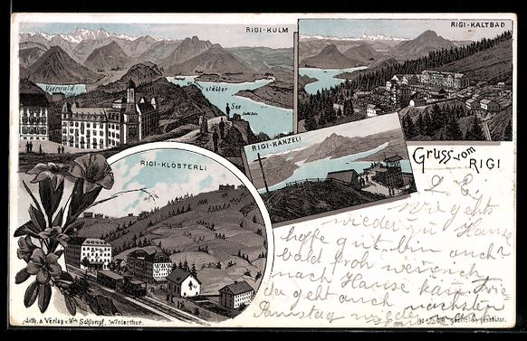 Cartoline postali: Litho Rigi, Rigi-Kulm, Rigi-Kaltbad, Rig – Usato da Berlin venduto da bartko-reher