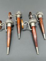Set of 4 Vintage Wall Sconces, Silver and Wood Design