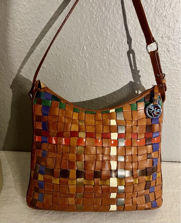 Piero Guidi Taschen für Damen: Sac à main Piero Guidi vintage en cuir tressé multicolore. – Neu (gemäss Beschreibung) aus Genève von DELIRBEADS 6
