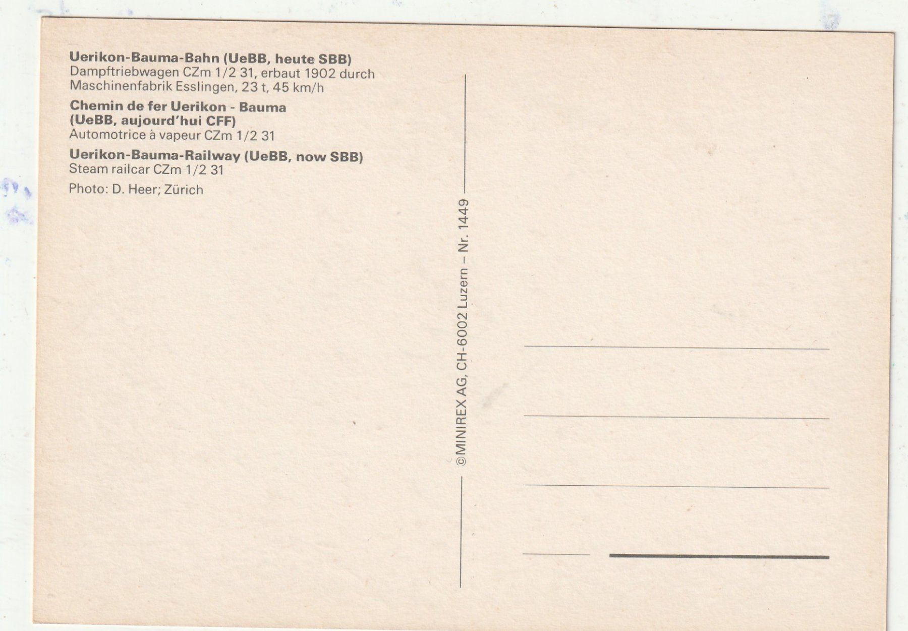 Cartoline postali: Uetlikon Bahn – Usato da Lumbrein venduto da made02 1