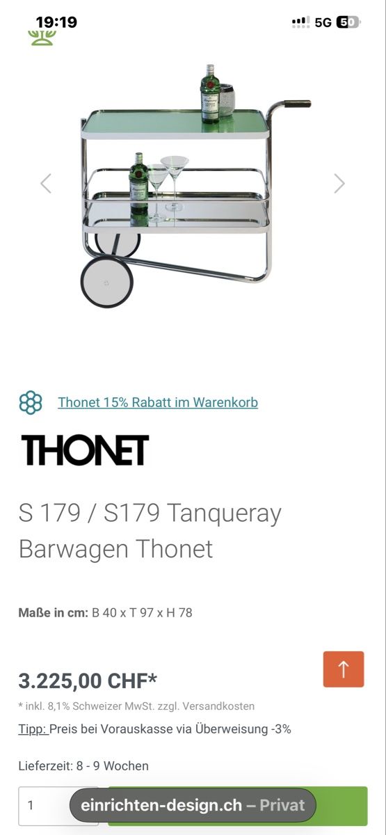 Thonet Tische: S 179 Tanqueray Barwagen Thonet – Neu und originalverpackt aus Wettingen von rog_fhz5 9