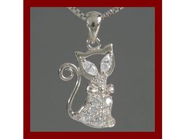 Anhänger Katze Silber 925 mit Zirkonias