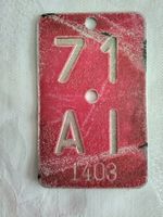 Velonummern Fahrradnummer AI 71 1403