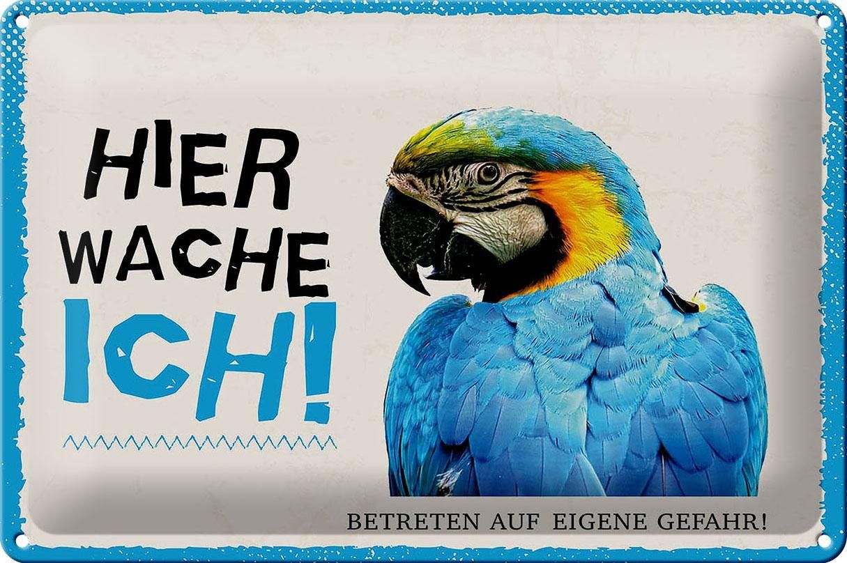 Insegne: Blechschild-PAPAGEI-HIER WACHE ICH – Nuovo e nell'imballaggio originale da Rupperswil venduto da big-one-sale