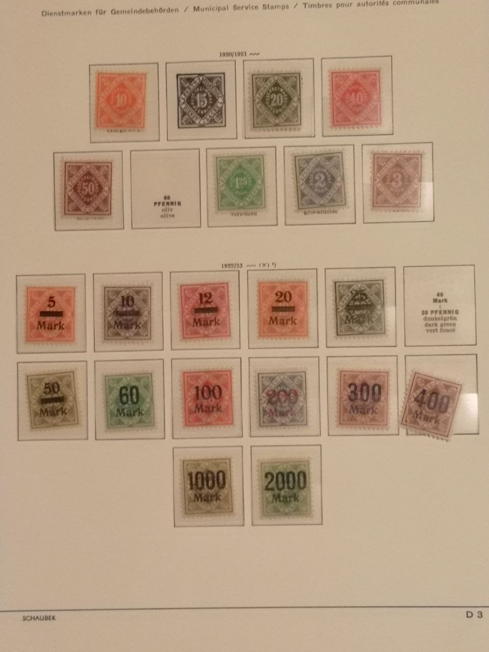 Tutti i francobolli: Deutsche Briefmarken 1920-1923. 10 Seiten. – Usato da Bern venduto da Yunkom