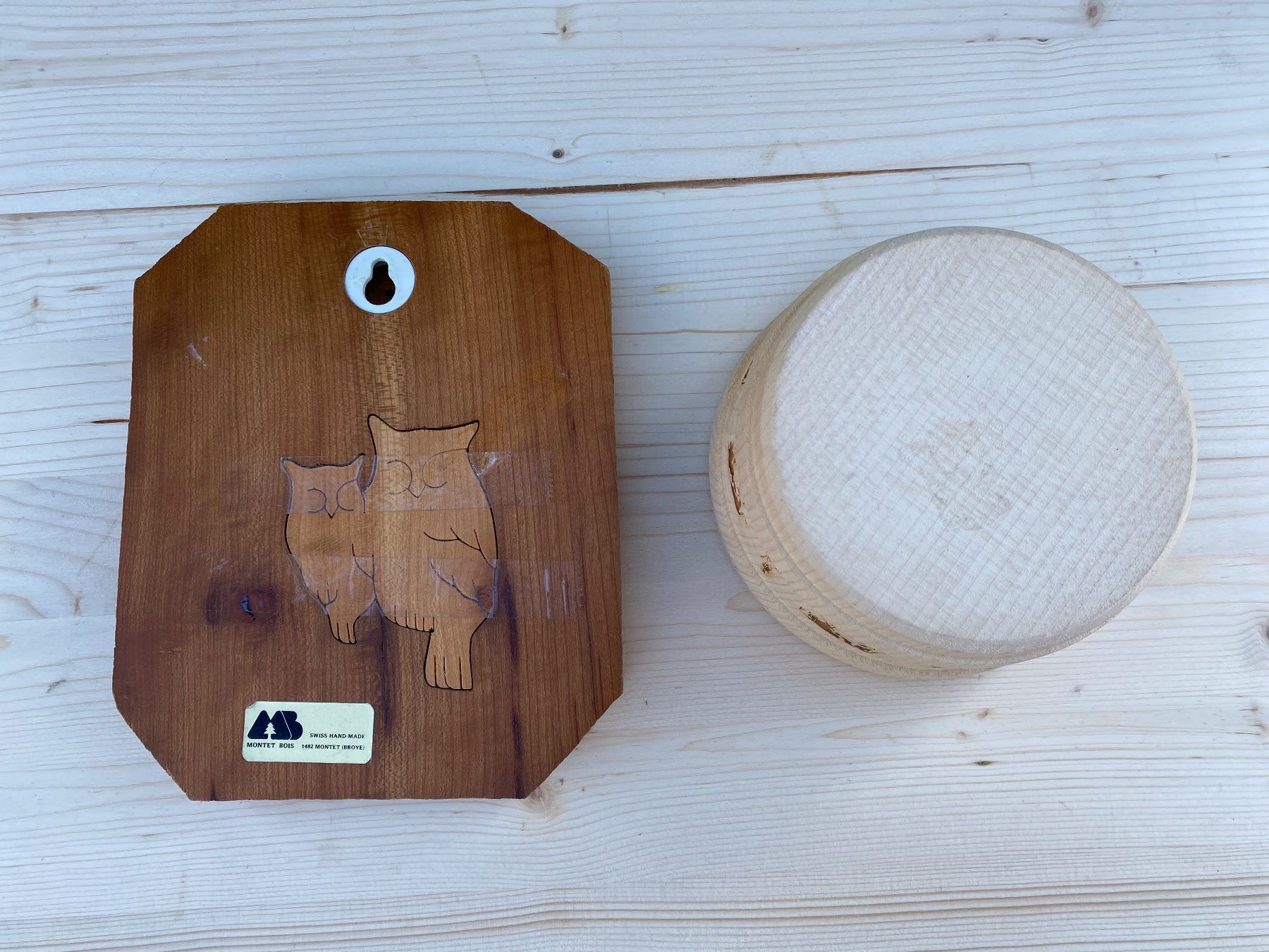 Campanacci mucche: schöne Wanddecko Eule und Zuckerdose aus Holz – Usato da Feldbach venduto da Olive1 6