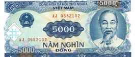 Vietnam 5000 Dong 1991 P-108 UNZ Serie XO