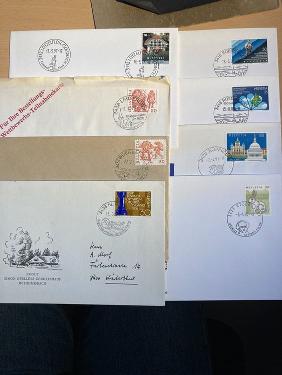 Schweiz Brief Lot 8 Briefe mit Werbestempel PLZ 3418-3453 1