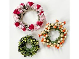 Drei Blumen-/Beerenkränzchen VINTAGE handgefertigt