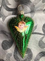 Kl. grünes Herz m. leonischem Draht  Christbaumschmuck