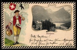 Passepartout-Lithographie Seealpsee, Hau