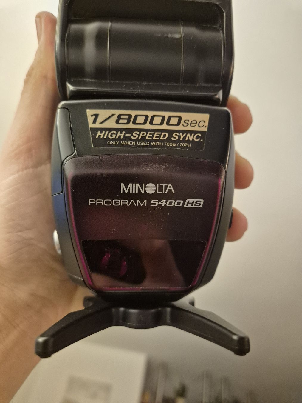 Minolta Flash: Minolta Program 5400 HS Blitzgerät mit Standfuss – getestet – Usato da Gisikon venduto da Spunk 1