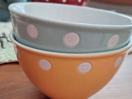 💚🧡2 Müesli Schalen mit Pünktli💚🧡 Dekor, neuwertig