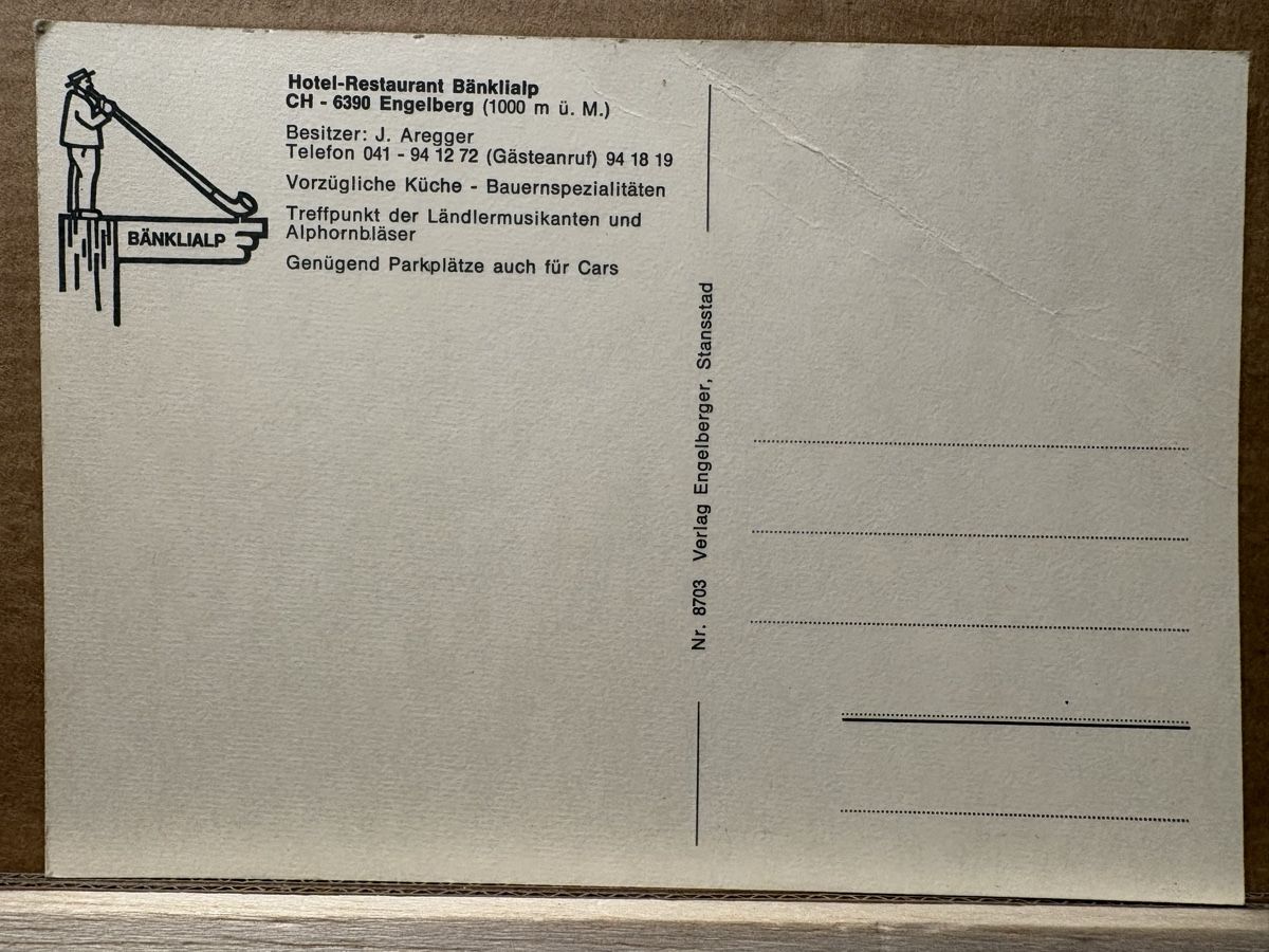 Cartoline postali: AK von Restaurant Bänklialp / Engelberg – Usato da Rümlang venduto da Kartenpost1 2