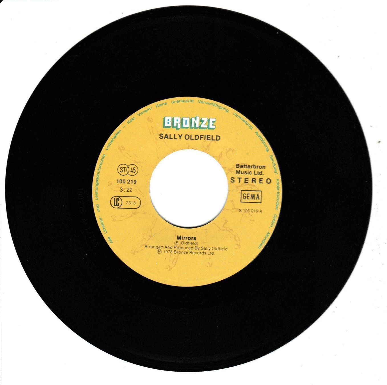 Vinyles: Sally Oldfield - Mirrors 7" Vinyl 1978 – D'occasion à Tübach par JamesStone 2