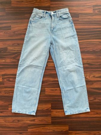 H&M Jeans Wide Leg High Waist hellblau